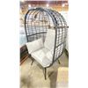 Image 2 : PATIO BLISS BLACK WRAPPED CAST ALUMINUM OUTDOOR PATIO ACCENT EGG CHAIR WITH GREY CUSHION