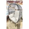 Image 2 : PATIO BLISS BLACK WRAPPED CAST ALUMINUM OUTDOOR PATIO ACCENT EGG CHAIR WITH GREY CUSHION