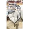 Image 2 : PATIO BLISS BLACK WRAPPED CAST ALUMINUM OUTDOOR PATIO ACCENT EGG CHAIR WITH GREY CUSHION