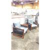 Image 2 : PATIOFLARE COLTON WOOD / PLASTIC RATTAN 3PCS OUTDOOR PATIO CHAT SET WITH GREY CUSHIONS INCLUDING: