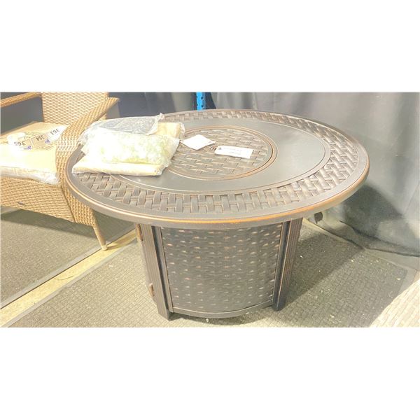 PARAMOUNT FP-450 BRONZE CAST ALUMINUM OVAL PROPANE OUTDOOR FIRE TABLE WITH CONVERTIBLE BURNER