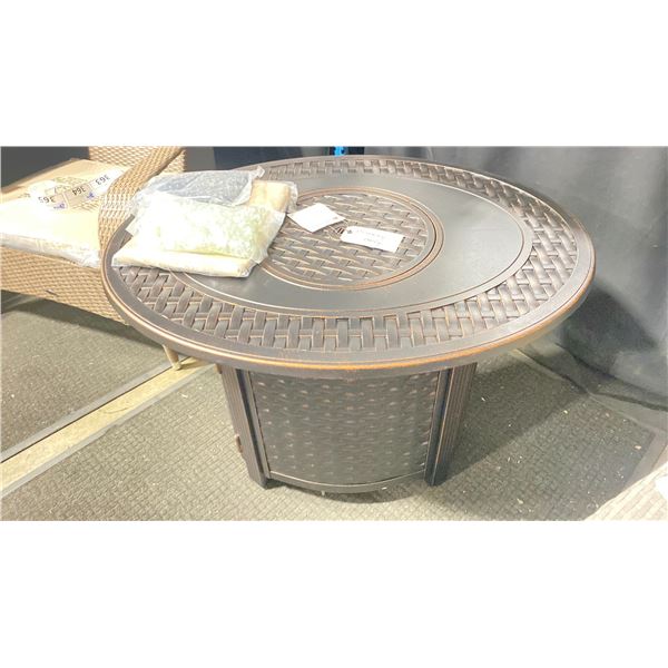 PARAMOUNT FP-450 BRONZE CAST ALUMINUM OVAL PROPANE OUTDOOR FIRE TABLE WITH CONVERTIBLE BURNER