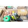 Image 2 : BOX OF ASSORTED SHOP SUPPLIES INCLUDING FIT TEST SOLUTION, FLAGGING TAPE, ANTI FOG WIPES/GEL,