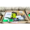 Image 2 : BOX OF ASSORTED SHOP SUPPLIES INCLUDING FIT TEST SOLUTION, FLAGGING TAPE, ANTI FOG WIPES/GEL,