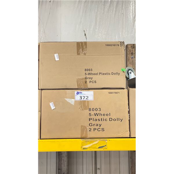 4- 5 WHEEL PLASTIC DOLLIES FOR GARBAGE CANS