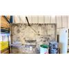 Image 2 : METAL HEAVY DUTY TABLE/WORK STATION WITH ASSORTED METAL SCRAP/PARTS & METAL BUCKETS