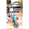 Image 2 : ASSORTED ITEMS INCLUDING SHOES, FLIP FLOPS, OIL, OIL FILTER, SPARRING GLOVES, CAMERA ACCESSORIES,