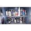 Image 2 : METAL STORAGE CABINET + CONTENTS - ASSORTED AUTOMOTIVE SPRAY PAINTS, AUTOMOTIVE ADDITIVES,