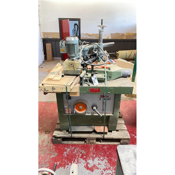 SICAR S1000 TILTING SPINDLE SHAPER WITH UNIVER 508 POWER FEEDER  GREEN CAST BODY