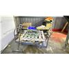 Image 1 : HEAVY-DUTY CART WITH PALLET, HOSE, BROOM, STEP LADDER, 2 BINS OF METAL SCRAPS