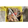 Image 2 : CRATE OF 4 YELLOW HEAVY DUTY HYDRAULIC LIFTING JACKS & CRATE OF ASSORTED LIFTING CHAINS / HOOKS