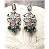 Image 1 : 14K White Gold Emerald and Diamond Earrings