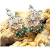 Image 5 : 14K White Gold Emerald and Diamond Earrings