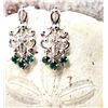Image 7 : 14K White Gold Emerald and Diamond Earrings