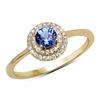 Image 1 : PetiteTanzanite and Double Diamond Halo Ring