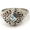 Image 2 : Square-Cut Sky Blue Topaz Well-Made Ring .925