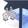 Image 2 : Blue Sapphire Chandelier Earrings Diamond Accent