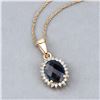 Image 2 : Checkerboard Blue Sapphire & Diamond Halo Pendant