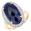 Image 1 : Chunky and WOW Blue Sapphire and Diamond Halo Ring