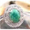 Image 1 : Green Beryl and White Sapphire Double Halo Ring
