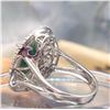 Image 7 : Green Beryl and White Sapphire Double Halo Ring