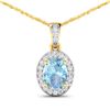 Image 1 : Genuine Aquamarine and Diamond Halo Pendant