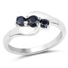 Image 1 : 14K White Gold Vermeil Black Sapphire Ring .925