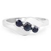 Image 3 : 14K White Gold Vermeil Black Sapphire Ring .925