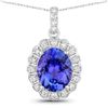 Image 1 : Oval-Cut AAA Tanzanite and Diamond Halo Pendant