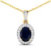 Image 2 : Genuine Blue Sapphire and Diamond Halo Pendant