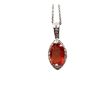 Image 2 : Orange Sapphire and Diamond Halo Navette Necklace