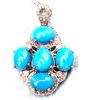 Image 1 : Robin-Egg Blue Turquoise & Pave' Diamond Necklace