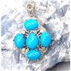 Image 2 : Robin-Egg Blue Turquoise & Pave' Diamond Necklace