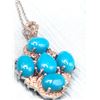 Image 4 : Robin-Egg Blue Turquoise & Pave' Diamond Necklace
