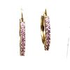 Image 13 : 14K Yellow Gold 3/4" Pink Sapphire Hoops