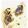 Image 2 : 14K Yellow Gold Trilliant-Cut Tanzanite and Diamond Earrings