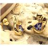 Image 3 : 14K Yellow Gold Trilliant-Cut Tanzanite and Diamond Earrings