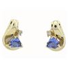 Image 5 : 14K Yellow Gold Trilliant-Cut Tanzanite and Diamond Earrings