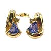 Image 6 : 14K Yellow Gold Trilliant-Cut Tanzanite and Diamond Earrings