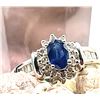 Image 2 : Oval Blue Sapphire and Diamond Halo Ring