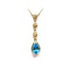 Image 7 : Swiss Blue Topaz and Diamond Lavalier Drop Necklace