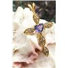 Image 3 : 14K Yellow Gold Tanzanite & Diamond Cross Pendant
