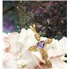 Image 4 : 14K Yellow Gold Tanzanite & Diamond Cross Pendant