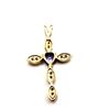 Image 7 : 14K Yellow Gold Tanzanite & Diamond Cross Pendant