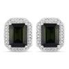 Image 1 : Glamorous Green Tourmaline and Diamond Halo Earrings