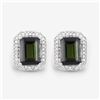 Image 3 : Glamorous Green Tourmaline and Diamond Halo Earrings