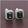 Image 4 : Glamorous Green Tourmaline and Diamond Halo Earrings