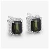 Image 5 : Glamorous Green Tourmaline and Diamond Halo Earrings