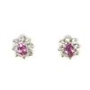 Image 1 : 14K White Gold Pink Sapphire and Diamond Halo Earrings