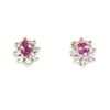 Image 3 : 14K White Gold Pink Sapphire and Diamond Halo Earrings